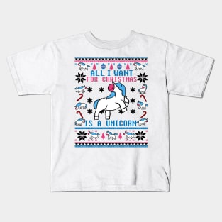 Funny Unicorn Lover Ugly Christmas Sweater Kids T-Shirt